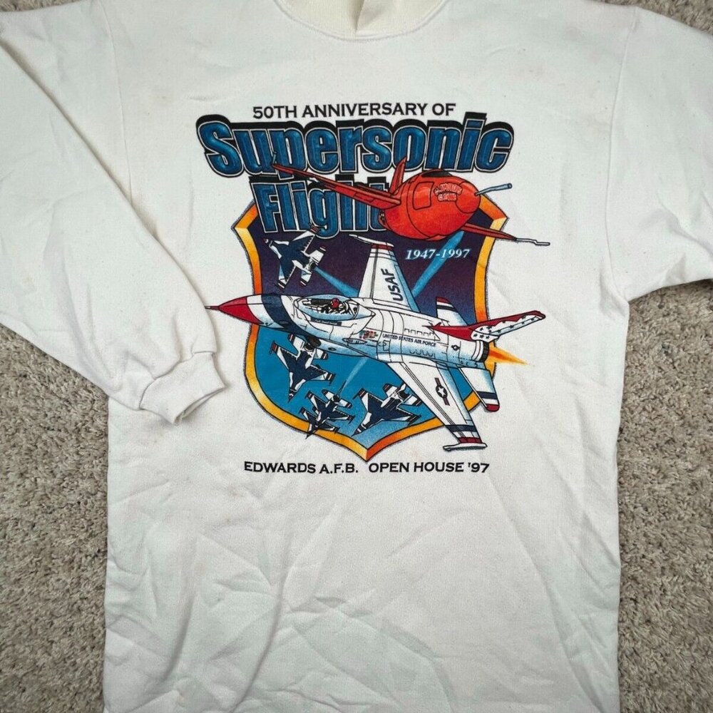 Vintage Air Force Supersonic Flight Edwards AFB 50th Anniversary Sweater 1997